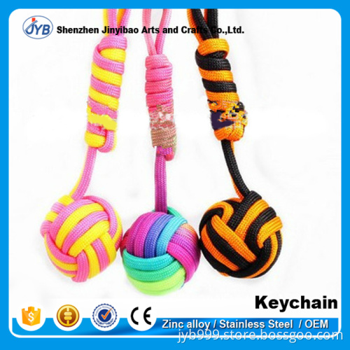 custom hot sale camping survival braided rop keyring fabric parachute keychain